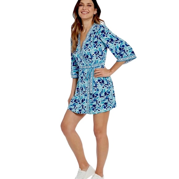 London Times Romper - Size 10 - Blue & White - NWT - Picture 6 of 7